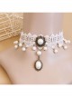 Lolita Retro Fashion Baroque Bride Bridesmaid White Lace Pearl Female Choker