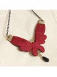 Gothic Fashion Red Butterfly Gemstone Black Pearl All-Match Retro Handmade Female Necklace