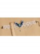 Retro Baroque Bride Wedding Blue Butterfly Fashion White Lace Female Choker
