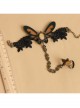 Fashion Retro Personality Brown Butterfly Black Lace Female Bracelet With Ring One Chain