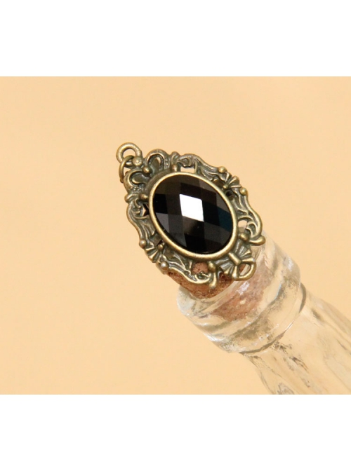 Gothic Retro Fashion Vampire Black Lace Leopard Print Drop Pearl Female Bracelet With Ring One Chain