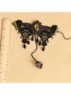Gothic Retro Fashion Vampire Black Lace Leopard Print Drop Pearl Female Bracelet With Ring One Chain