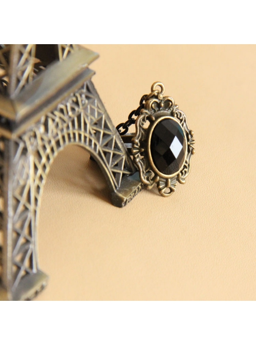Gothic Retro Fashion Vampire Black Lace Leopard Print Drop Pearl Female Bracelet With Ring One Chain