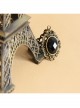 Gothic Retro Fashion Vampire Black Lace Leopard Print Drop Pearl Female Bracelet With Ring One Chain