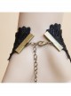 Gothic Retro Fashion Vampire Black Lace Leopard Print Drop Pearl Female Bracelet With Ring One Chain