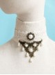 Baroque Retro Fashion White Pearl Lace Bride Female Choker