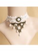 Baroque Retro Fashion White Pearl Lace Bride Female Choker