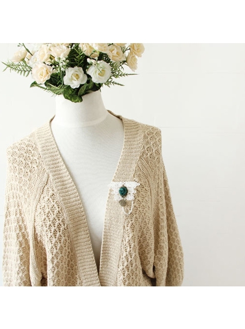 Personality Baroque Handmade Love Dark Green Rose Flower White Lace Retro Fashion Female Brooch