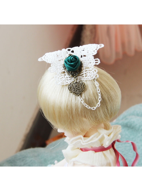 Personality Baroque Handmade Love Dark Green Rose Flower White Lace Retro Fashion Female Brooch