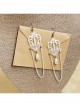 Vintage Baroque Bride Fashion White Lace Artificial Pearl Tassel Long Female Earrings