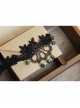 Fashion Exaggerated Retro Gothic Black Lace Flower Green Artificial Crystal Female Anklet