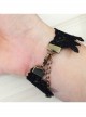 Retro Fashion Personality Black Lace Green Artificial Crystal Rose Flower Female Bracelet With Ring One Chain