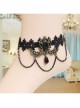 Gothic Rococo Palace Retro Fashion Handmade Black Lace Tassel Drop Pearl Female Anklet