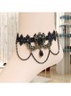 Gothic Rococo Palace Retro Fashion Handmade Black Lace Tassel Drop Pearl Female Anklet