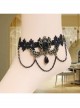 Gothic Rococo Palace Retro Fashion Handmade Black Lace Tassel Drop Pearl Female Anklet