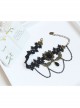 Gothic Rococo Palace Retro Fashion Handmade Black Lace Tassel Drop Pearl Female Anklet