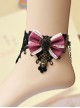 Handmade Fashion Cute Female Retro Love Black Lace Flower Purple Bow Love Female Anklet