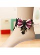 Handmade Fashion Cute Female Retro Love Black Lace Flower Purple Bow Love Female Anklet
