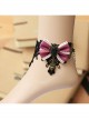 Handmade Fashion Cute Female Retro Love Black Lace Flower Purple Bow Love Female Anklet