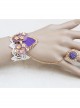 Palace Retro Fashion Handmade Purple Bow Flower White Lace Female Bracelet With Ring One Chain