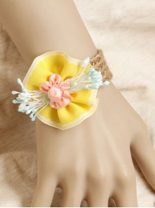 Retro Fashion Wedding Yellow Flowers Twine Female Bracelet