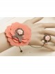Travel Retro Fashion Bow Pink Rose Flower Hemp Rope Female Bracelet With Ring One Chain