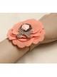 Travel Retro Fashion Bow Pink Rose Flower Hemp Rope Female Bracelet With Ring One Chain