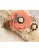 Travel Retro Fashion Bow Pink Rose Flower Hemp Rope Female Bracelet With Ring One Chain