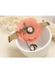 Travel Retro Fashion Bow Pink Rose Flower Hemp Rope Female Bracelet With Ring One Chain