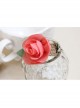 Fashion Pink Rose Flower Green Leaf Retro Hemp Rope Handmade Seaside Travel Female Bracelet