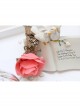 Fashion Pink Rose Flower Green Leaf Retro Hemp Rope Handmade Seaside Travel Female Bracelet