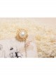 Fashion Pink Flower White Artificial Pearl Crystal Princess Lace Bracelet With Ring One Chain