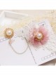 Fashion Pink Flower White Artificial Pearl Crystal Princess Lace Bracelet With Ring One Chain