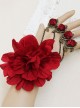 Bride Bridesmaid Retro Fashion Exaggerated Red Rose Flower Female Bracelet With Ring One Chain