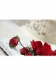 Bride Bridesmaid Retro Fashion Exaggerated Red Rose Flower Female Bracelet With Ring One Chain