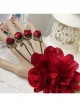 Bride Bridesmaid Retro Fashion Exaggerated Red Rose Flower Female Bracelet With Ring One Chain
