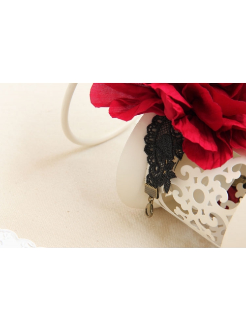 Bride Bridesmaid Retro Fashion Exaggerated Red Rose Flower Female Bracelet With Ring One Chain