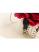 Bride Bridesmaid Retro Fashion Exaggerated Red Rose Flower Female Bracelet With Ring One Chain