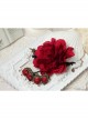 Bride Bridesmaid Retro Fashion Exaggerated Red Rose Flower Female Bracelet With Ring One Chain