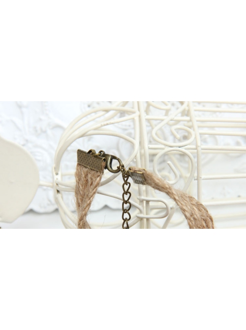 Fashion Bird Pink Rose Flower Green Leaf Retro Creative Female Bracelet With Ring One Chain