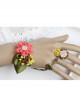 Fashion Bird Pink Rose Flower Green Leaf Retro Creative Female Bracelet With Ring One Chain
