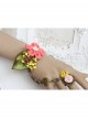 Fashion Bird Pink Rose Flower Green Leaf Retro Creative Female Bracelet With Ring One Chain