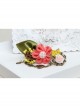 Fashion Bird Pink Rose Flower Green Leaf Retro Creative Female Bracelet With Ring One Chain