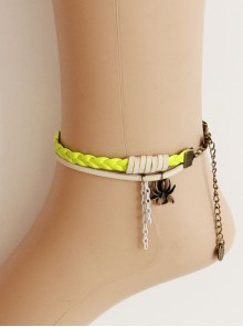 Fashion Retro Personality Yellow Braided Rope Spider Female Anklet