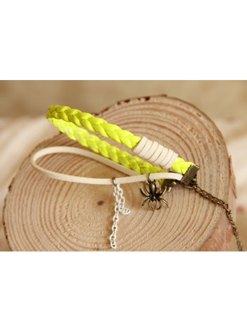 Fashion Retro Personality Yellow Braided Rope Spider Female Anklet