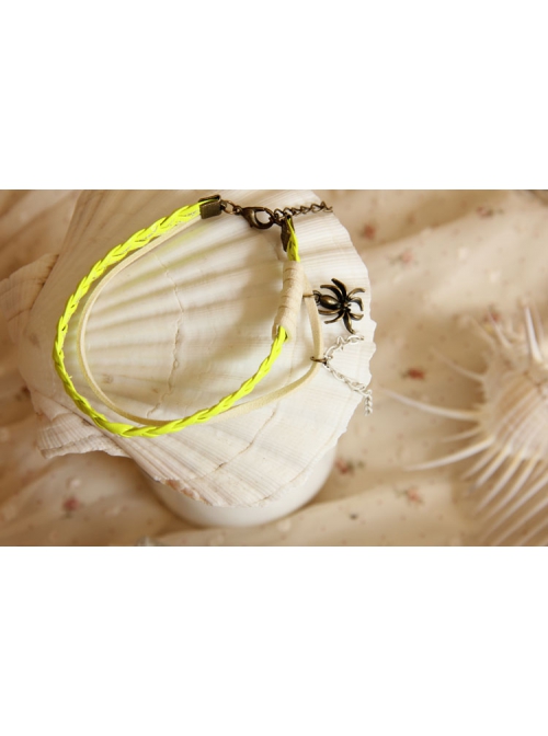 Fashion Retro Personality Yellow Braided Rope Spider Female Anklet