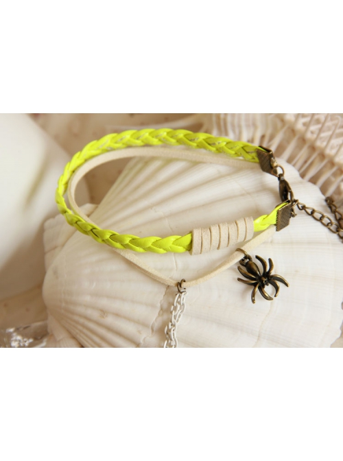 Fashion Retro Personality Yellow Braided Rope Spider Female Anklet