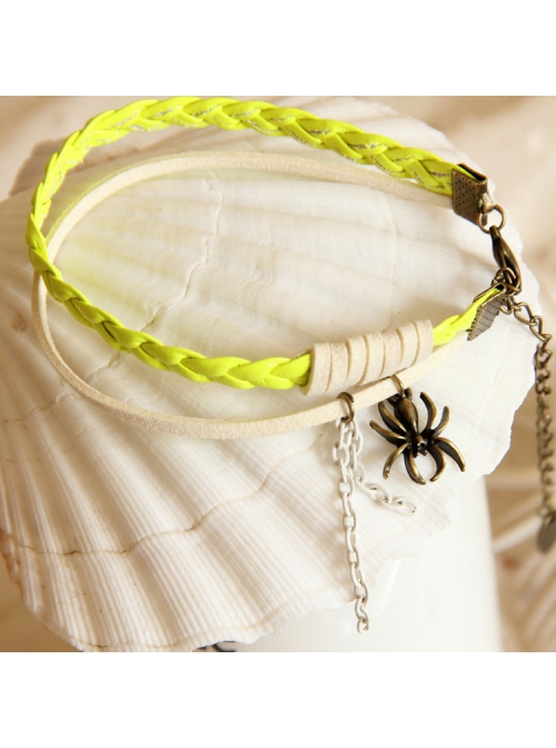 Fashion Retro Personality Yellow Braided Rope Spider Female Anklet