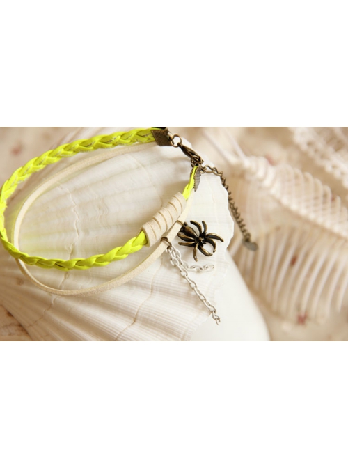 Fashion Retro Personality Yellow Braided Rope Spider Female Anklet