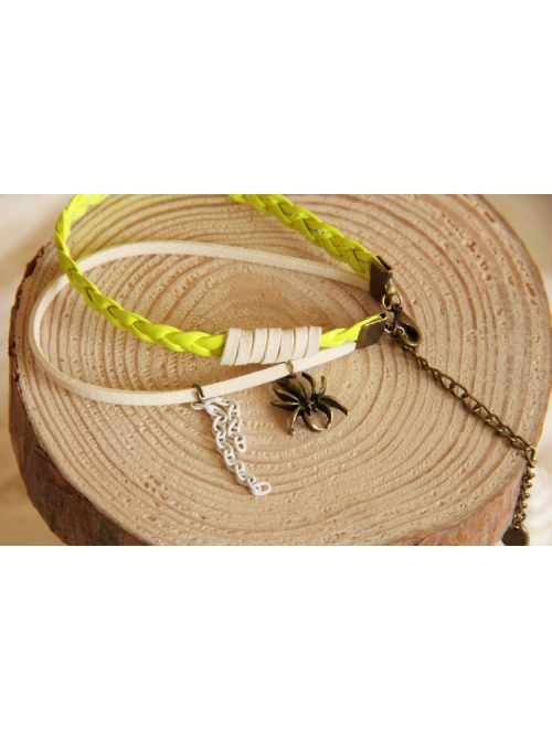Fashion Retro Personality Yellow Braided Rope Spider Female Anklet
